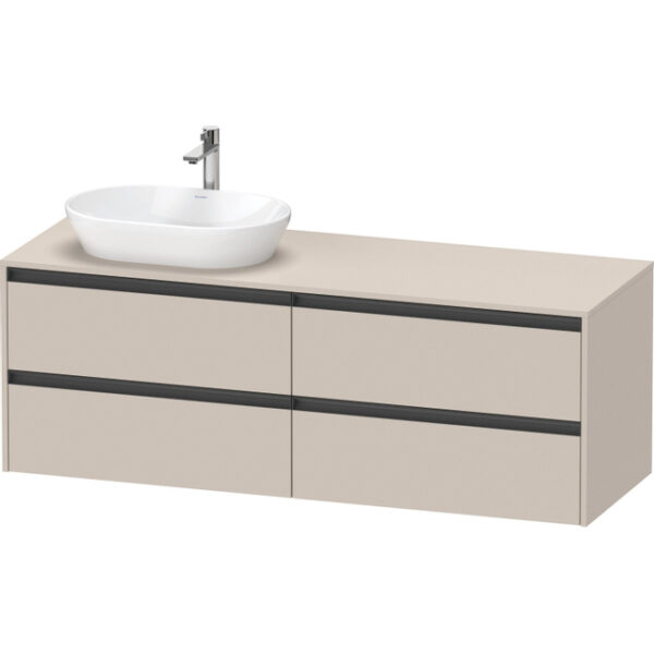 Duravit Ketho 2 wastafelonderbouwkast incl. consoleplaat met 4 laden voor waskom links 160x55x56.8cm met handgrepen antraciet taupe mat K24899L91910000