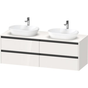 Duravit Ketho 2 wastafelonderbouwkast incl. consoleplaat met 4 laden voor waskom links 160x55x56.8cm met handgrepen antraciet taupe supermat K24899L83830000