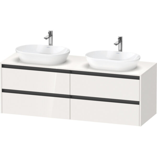 Duravit Ketho 2 wastafelonderbouwkast incl. consoleplaat met 4 laden voor waskom links 160x55x56.8cm met handgrepen antraciet taupe supermat K24899L83830000