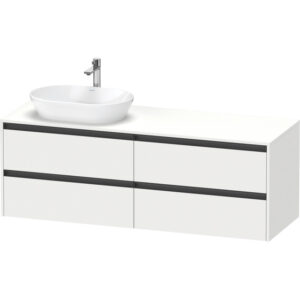 Duravit Ketho 2 wastafelonderbouwkast incl. consoleplaat met 4 laden voor waskom links 160x55x56.8cm met handgrepen antraciet wit mat K24899L18180000