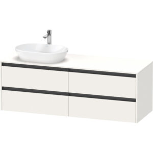 Duravit Ketho 2 wastafelonderbouwkast incl. consoleplaat met 4 laden voor waskom links 160x55x56.8cm met handgrepen antraciet wit supermat K24899L84840000