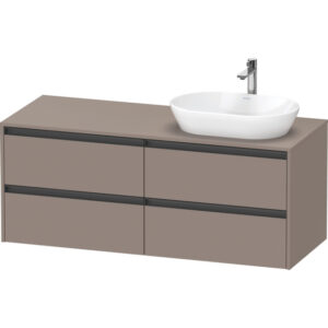 duravit ketho 2 wastafelonderbouwkast incl. consoleplaat met 4 laden voor waskom rechts 140x55x56.8cm met handgrepen antraciet basalt mat sw772657