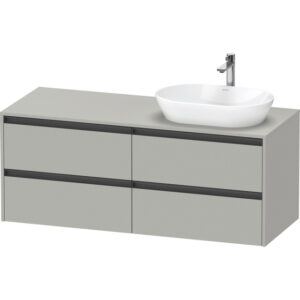 Duravit Ketho 2 wastafelonderbouwkast incl. consoleplaat met 4 laden voor waskom rechts 140x55x56.8cm met handgrepen antraciet betongrijs mat K24898R07070000