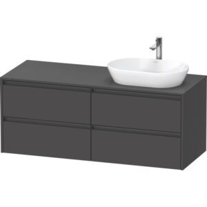 Duravit Ketho 2 wastafelonderbouwkast incl. consoleplaat met 4 laden voor waskom rechts 140x55x56.8cm met handgrepen antraciet grafiet mat K24898R49490000