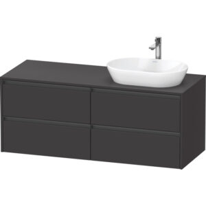 Duravit Ketho 2 wastafelonderbouwkast incl. consoleplaat met 4 laden voor waskom rechts 140x55x56.8cm met handgrepen antraciet grafiet supermat K24898R80800000