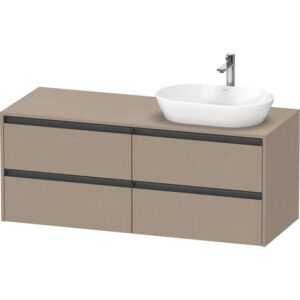 Duravit Ketho 2 wastafelonderbouwkast incl. consoleplaat met 4 laden voor waskom rechts 140x55x56.8cm met handgrepen antraciet Linnen mat K24898R75750000