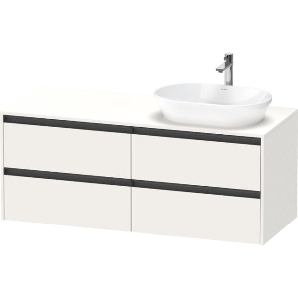 Duravit Ketho 2 wastafelonderbouwkast incl. consoleplaat met 4 laden voor waskom rechts 140x55x56.8cm met handgrepen antraciet wit supermat K24898R84840000