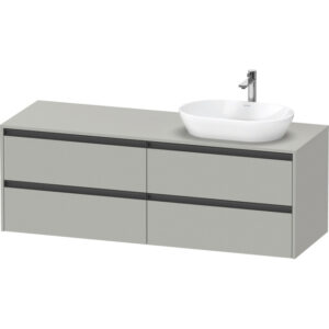 Duravit Ketho 2 wastafelonderbouwkast incl. consoleplaat met 4 laden voor waskom rechts 160x55x56.8cm met handgrepen antraciet betongrijs mat K24899R07070000