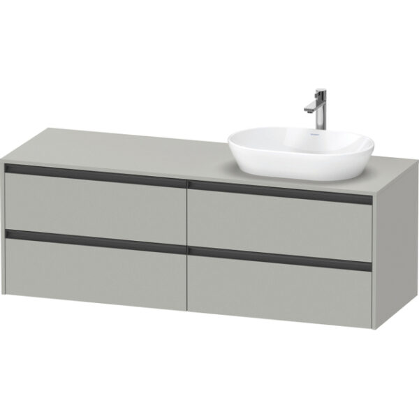 Duravit Ketho 2 wastafelonderbouwkast incl. consoleplaat met 4 laden voor waskom rechts 160x55x56.8cm met handgrepen antraciet betongrijs mat K24899R07070000