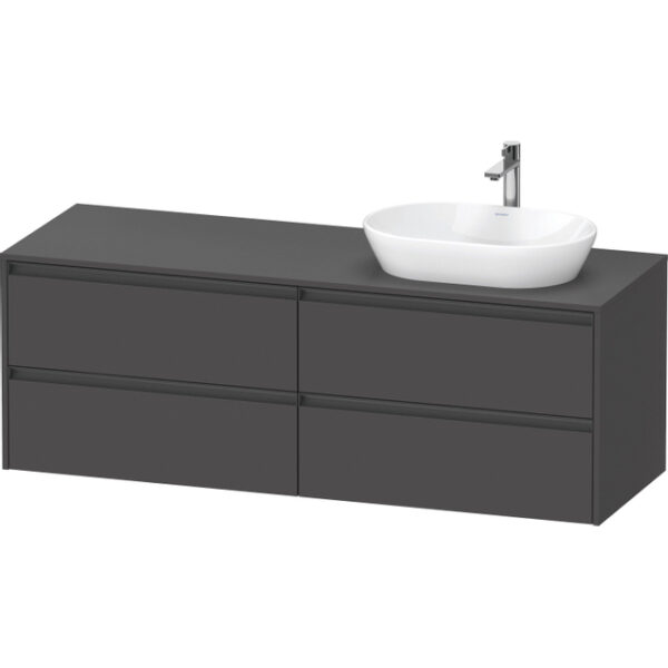 duravit ketho 2 wastafelonderbouwkast incl. consoleplaat met 4 laden voor waskom rechts 160x55x56.8cm met handgrepen antraciet grafiet mat sw771945