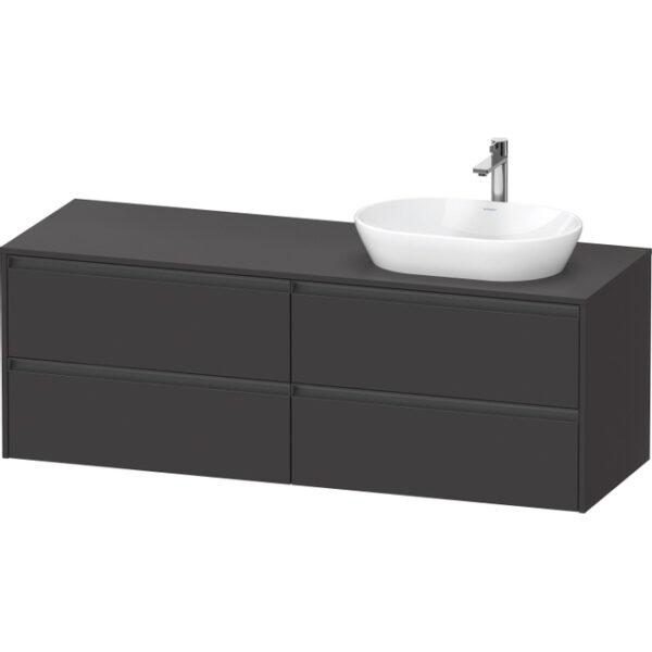 duravit ketho 2 wastafelonderbouwkast incl. consoleplaat met 4 laden voor waskom rechts 160x55x56.8cm met handgrepen antraciet grafiet supermat sw772404