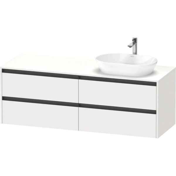 duravit ketho 2 wastafelonderbouwkast incl. consoleplaat met 4 laden voor waskom rechts 160x55x56.8cm met handgrepen antraciet wit mat sw772310