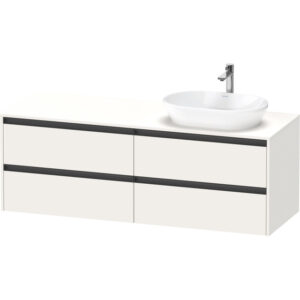 Duravit Ketho 2 wastafelonderbouwkast incl. consoleplaat met 4 laden voor waskom rechts 160x55x56.8cm met handgrepen antraciet wit supermat K24899R84840000