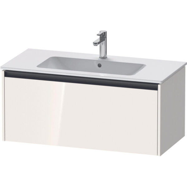 Duravit Ketho 2 wastafelonderbouwkast met 1 lade 101x48x44cm met greep antraciet hoogglans wit K25064022220000