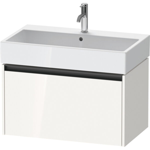 Duravit Ketho 2 wastafelonderbouwkast met 1 lade 78.4x46x44cm met greep antraciet hoogglans wit K25077022220000