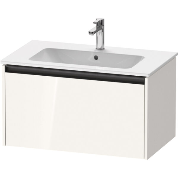 Duravit Ketho 2 wastafelonderbouwkast met 1 lade 81x48x44cm met greep antraciet hoogglans wit K25063022220000