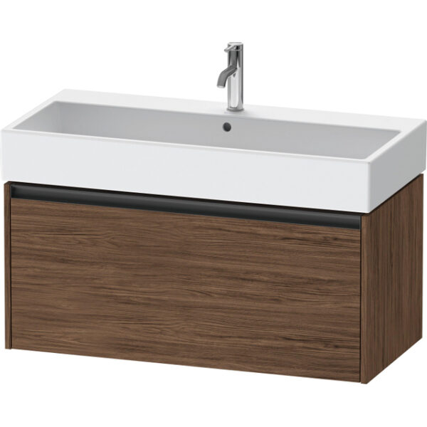 Duravit Ketho 2 wastafelonderbouwkast met 1 lade 98.4x46x44cm met greep antraciet donker noten mat K25078021210000