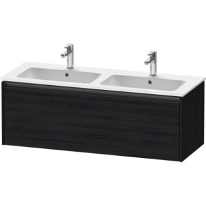 Duravit Ketho 2 wastafelonderbouwkast met 1 lade voor dubbele wastafel 128x48x44cm met greep antraciet eiken zwart mat K25066016160000