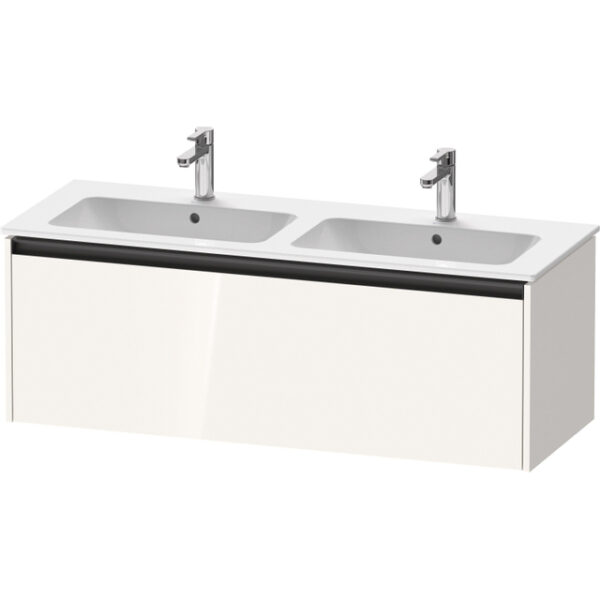 Duravit Ketho 2 wastafelonderbouwkast met 1 lade voor dubbele wastafel 128x48x44cm met greep antraciet hoogglans wit K25066022220000