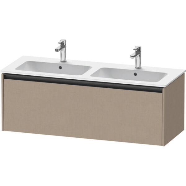 Duravit Ketho 2 wastafelonderbouwkast met 1 lade voor dubbele wastafel 128x48x44cm met greep antraciet Linnen mat K25066075750000