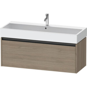 Duravit Ketho 2 wastafelonderbouwkast met 1 lade voor enkele wastafel 118.4x46x44cm met greep antraciet eiken terra mat K25079035350000