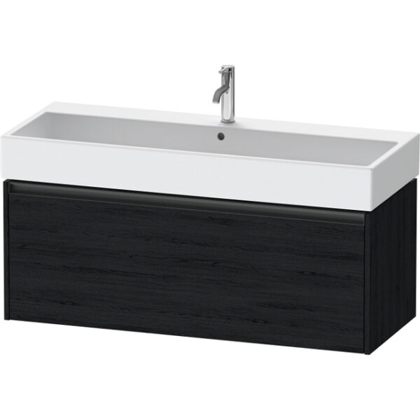 Duravit Ketho 2 wastafelonderbouwkast met 1 lade voor enkele wastafel 118.4x46x44cm met greep antraciet eiken zwart mat K25079016160000