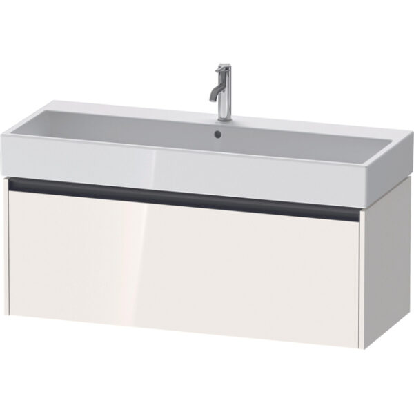 Duravit Ketho 2 wastafelonderbouwkast met 1 lade voor enkele wastafel 118.4x46x44cm met greep antraciet hoogglans wit K25079022220000