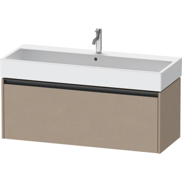 duravit ketho 2 wastafelonderbouwkast met 1 lade voor enkele wastafel 118.4x46x44cm met greep antraciet linnen mat sw772397