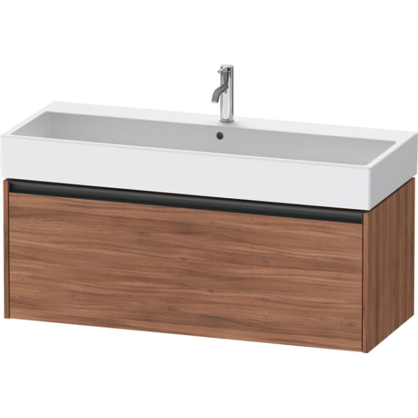 Duravit Ketho 2 wastafelonderbouwkast met 1 lade voor enkele wastafel 118.4x46x44cm met greep antraciet noten mat K25079079790000