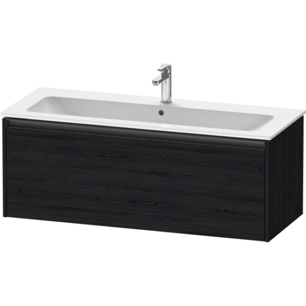 Duravit Ketho 2 wastafelonderbouwkast met 1 lade voor enkele wastafel 121x48x44cm met greep antraciet eiken zwart mat K25065016160000