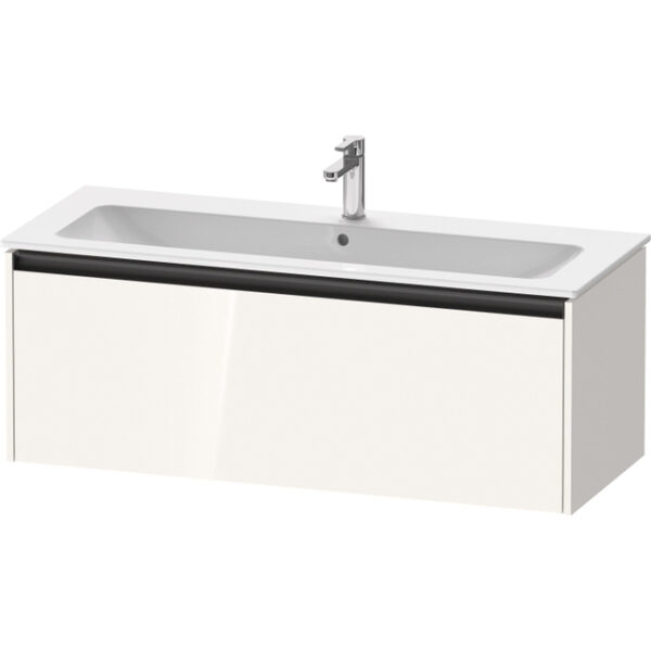 Duravit Ketho 2 wastafelonderbouwkast met 1 lade voor enkele wastafel 121x48x44cm met greep antraciet hoogglans wit K25065022220000