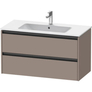 Duravit Ketho 2 wastafelonderbouwkast met 2 laden 101x48x55cm met grepen antraciet basalt mat K25264043430000