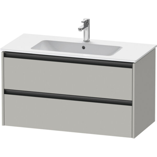 Duravit Ketho 2 wastafelonderbouwkast met 2 laden 101x48x55cm met grepen antraciet betongrijs mat K25264007070000