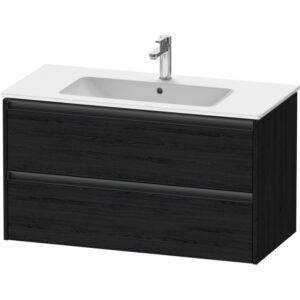 Duravit Ketho 2 wastafelonderbouwkast met 2 laden 101x48x55cm met grepen antraciet eiken zwart mat K25264016160000