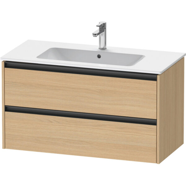 duravit ketho 2 wastafelonderbouwkast met 2 laden 101x48x55cm met grepen antraciet natuur eiken mat sw772263