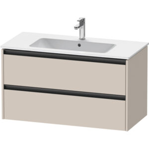 Duravit Ketho 2 wastafelonderbouwkast met 2 laden 101x48x55cm met grepen antraciet taupe mat K25264091910000