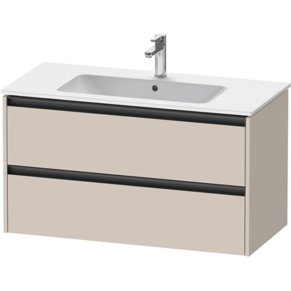 duravit ketho 2 wastafelonderbouwkast met 2 laden 101x48x55cm met grepen antraciet taupe mat sw771992