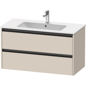 duravit ketho 2 wastafelonderbouwkast met 2 laden 101x48x55cm met grepen antraciet taupe supermat sw771845