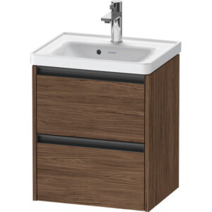 Duravit Ketho 2 wastafelonderbouwkast met 2 laden 48.4x37.5x54.9cm met grepen antraciet donker noten mat K25280021210000