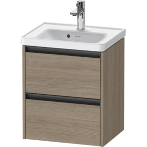 Duravit Ketho 2 wastafelonderbouwkast met 2 laden 48.4x37.5x54.9cm met grepen antraciet eiken terra mat K25280035350000