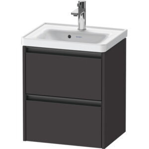 Duravit Ketho 2 wastafelonderbouwkast met 2 laden 48.4x37.5x54.9cm met grepen antraciet grafiet supermat K25280080800000