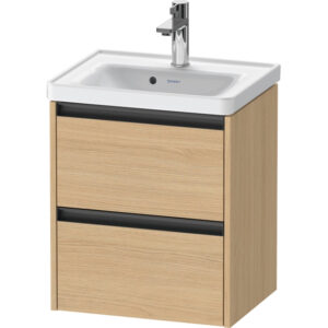 Duravit Ketho 2 wastafelonderbouwkast met 2 laden 48.4x37.5x54.9cm met grepen antraciet natuur eiken mat K25280030300000