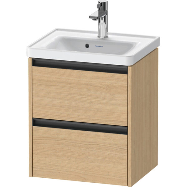 Duravit Ketho 2 wastafelonderbouwkast met 2 laden 48.4x37.5x54.9cm met grepen antraciet natuur eiken mat K25280030300000