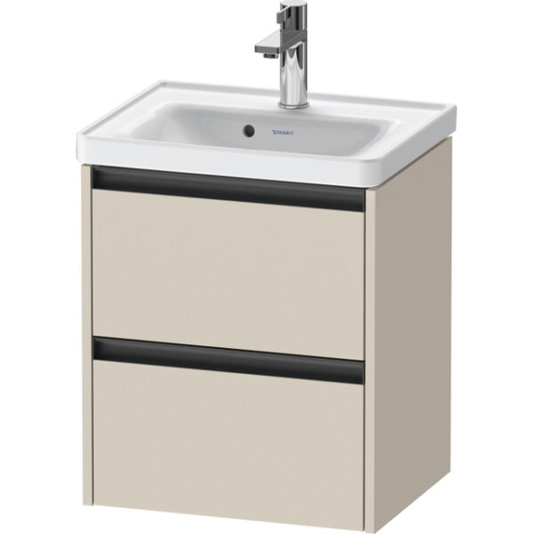 Duravit Ketho 2 wastafelonderbouwkast met 2 laden 48.4x37.5x54.9cm met grepen antraciet taupe supermat K25280083830000