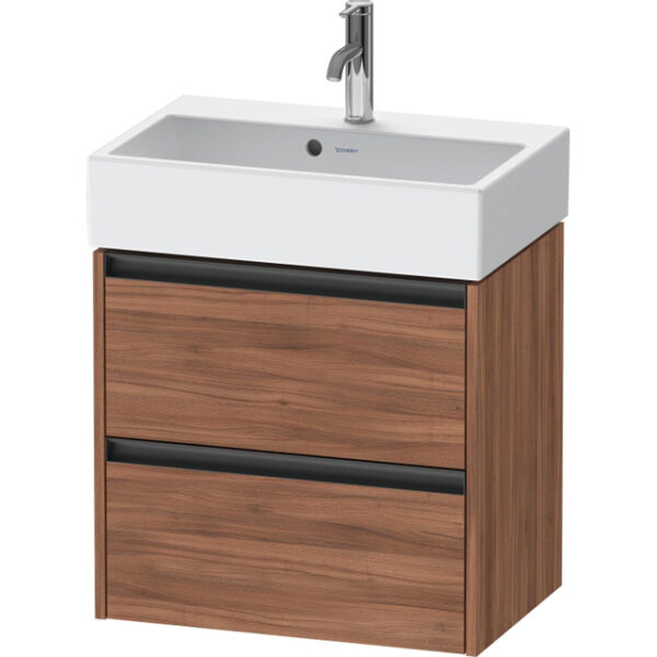 Duravit Ketho 2 wastafelonderbouwkast met 2 laden 58.4x39x54.9cm met grepen antraciet noten mat K25273079790000