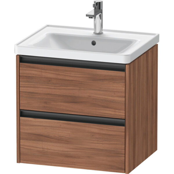 duravit ketho 2 wastafelonderbouwkast met 2 laden 58.4x45.5x54.9cm met grepen antraciet noten mat sw771930