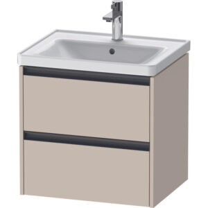 Duravit Ketho 2 wastafelonderbouwkast met 2 laden 58.4x45.5x54.9cm met grepen antraciet taupe supermat K25281083830000