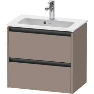 Duravit Ketho 2 wastafelonderbouwkast met 2 laden 61x39x54.9cm met grepen antraciet basalt mat K25255043430000