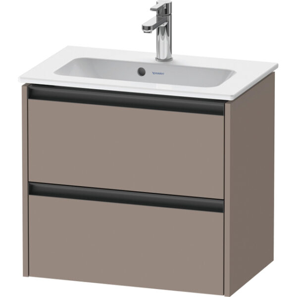 Duravit Ketho 2 wastafelonderbouwkast met 2 laden 61x39x54.9cm met grepen antraciet basalt mat K25255043430000