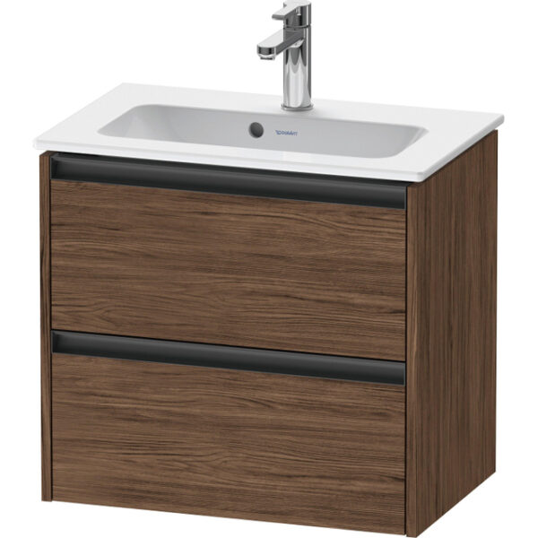 duravit ketho 2 wastafelonderbouwkast met 2 laden 61x39x54.9cm met grepen antraciet donker noten mat sw772711